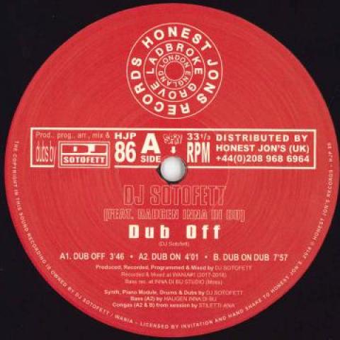 10inch Record DJ SOTOFETT, HAUGEN INNA DI BU - Dub Off; Dub On / Dub On Dub HJP86 Honest Jons 2018 UK Reggae, Ska Dub